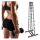Suporte Organizador Torre 10 Pares Halteres Peso Academia Cor Preto