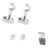 Suporte P Cortina Varão 28mm C Ponteira Cromado Kit Com 2
