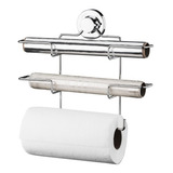 Suporte P Papel Toalha Alumínio Pvc Ventosa Cozinha Future
