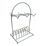 Suporte P  Xícaras E Pires Em Metal Prata 29x20cm   Vencedor