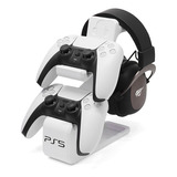 Suporte Para 2 Controles De Playstation 5 E Headset Branco