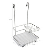 Suporte Para Barra Porta Detergente Sabão E Esponja Pia Aço Cor Cromado