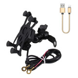 Suporte Para Celular Motocicleta Carregador Usb E Cabo 25cm