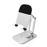 Suporte Para Celular Tablet E Smartphone Em Alumínio Resistente Apoio Para Mesa Ajustável Em Metal Pedestal Portátil Dobrável Base Rotativa 360  TAMO  SILVER 