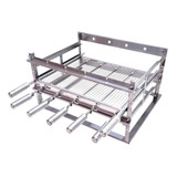 Suporte Para Churrasqueira Inox 5 Espetos 60cm Grelha Moeda