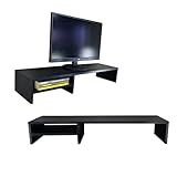 Suporte Para Monitor Elevado Mesa Home Office Setup Gamer Organizador MDF 90cm -Preto-