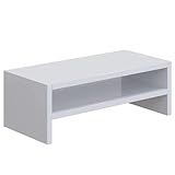 Suporte Para Monitor MDF 33cm Duplo Notebook PC Gamer Escritório Home Office Organizador Base Moveis Branco