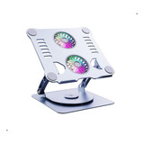 Suporte Para Notebook E Macbook Giratorio 360 Com 2 Coolers Cor Prata