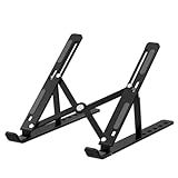 Suporte Para Notebook E Tablet Em Alumínio Resistente Apoio Mesa Em Metal Articulado Dobrável Ajustável Com Altura Regulável Portátil Base Para Laptop PRETO 
