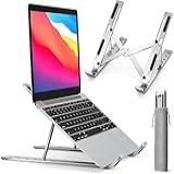 Suporte Para Notebook E Tablet Linha Premium Em Alumínio Dobrável E Ergonômico Para Desktop Portátil Ajustável Em 6 ângulos Com Altura Regulável Leve Apoio Universal - Com Estojo Para Armazenagem