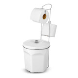Suporte Para Papel Higiênico Com Lixeira Branca 6l Passerini Cor Branco