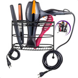 Suporte Para Secador De Cabelo Chapinha De Bancada Aço Preto
