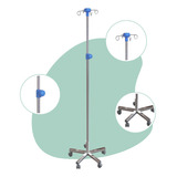 Suporte Para Soro Altura Regulável Total Inox Com 5 Rodízios