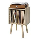 Suporte Para Toca-discos- Mesa De Armazenamento De Discos De Vinil Com 4 Armários- Comporta Até 100 Vinis- Suporte Moderno Para Toca-discos De Meados Do Século- Mesa Organizadora De Vinil Para Quarto