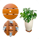 Suporte Para Vaso Chão De Planta Madeira Rodinha 30cm Full