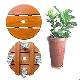 Suporte Para Vasos Planta Madeira Rodinha Silicone Redondo 25cm