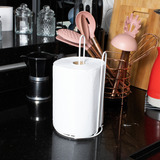 Suporte Porta Rolo Papel Toalha Para Mesa Cor Branco Prateado Guardanapo Fiver