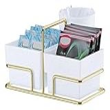 Suporte Porta Sachês Mexedor Para Café Chá Branco Dourado 1156DD Future