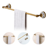 Suporte Porta Toalha Banho Bronze Porcelana Barra Toalheiro