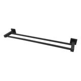 Suporte Porta Toalha Banho Duplo Banheiro Inox Preto Fosco