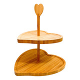 Suporte Prato Porta Doces Cupcakes Petisco Bambu 2 Andares