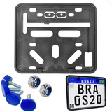 Suporte Protetor Placa Moto Mercosul Com Lacre Antifurto