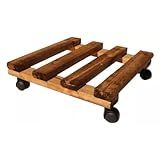 Suporte Quadrado De Madeira Com Rodas Para Vasos De Plantas 30x30cm