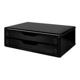 Suporte Souza Para Monitor 2 Gavetas Mdf Reforçado Black Piano Cor Preto