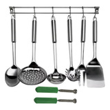 Suporte Talheres Barra Organizadora 6 Ganchos Regulavel Inox