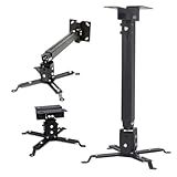 Suporte Teto Parede Projetor Multimidia Com Extensor Regulagem De 43 á 63cm Com Ajuste De Ângulo Preto 