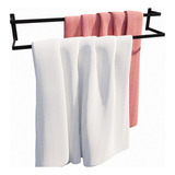 Suporte Toalheiro De Parede Porta Toalha Banho Duplo 60cm Cor Preto Fosco