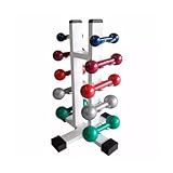 Suporte Torre De Chão Estante Expositor Para 10 Halteres De Peso Academia Fitness Musculação Branco 