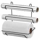 Suporte Triplo Porta Rolo Papel Toalha Laminado Filme Parede