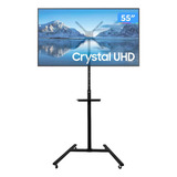 Suporte Tv Pedestal Com Ajuste De Altura E Bandeja Para Acessórios Notebook 19 A 56 Com Rodizio