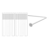Suporte Varão Banheiro Alúminio Curvo   2 Cortinas Box