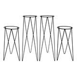 Suporte Vaso Tripe 45 45 60 60cm De Chão Plantas Jardinagem Cor Preto Liso