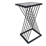 Suporte Vasos Floreira Chão Estilo Industrial Tampo De Vidro