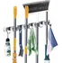 Suporte Vassoura Inox 9 Acessórios Grande Porta Vassoureiro Com Designer Moderno E Organizador Para Ambientes Boa Curvatura Com Ganchos Para Panos E Outros Utensílios