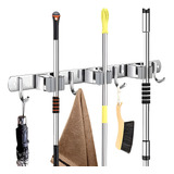 Suporte Vassoura Inox Parede Mop Rodo 7 Organizador Pano