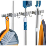 Suporte Vassoura Mop Rodo Pá Pano Organizador Inox Parede