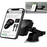 Suporte Veicular Universal Premium Para Celular E GPS - Ventosa Ultra Forte Com Trava Automática E Antivibração - Fixação No Painel Ou Vidro - Ideal Para Waze E Uber