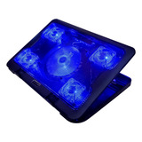 Suporte Ventilado Notebook Gamer 5 Coolers Preto Led Azul