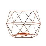 Suportes De Castiçais Castiçal Pentagonal De Ferro Forjado De Natal Decoração Moderna Minimalista Para Casa Castiçal Galvanizado Com Fio Geométrico Color Rose Gold 
