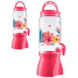 Suqueira De Plastico De 2 7 Litros Com Flores Rosa Botanika
