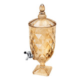 Suqueira De Vidro 3 Litros Dispenser Diamond Ambar Dourado