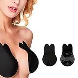 Sutiã Adesivo Efeito Silicone Levanta Seio Invisível Orelho Coelho Que Cola No Corpo Modelador Não Cai Para Decote E Blusa De Alça (br, Alfa, Gg, Regular, Preto)
