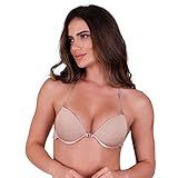 Sutiã Com Bojo Silicone Costa Nua Frente única Tamanho:g;cor:bege;genero:mulher