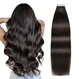 SUYYA Extensões De Cabelo Com Fita Adesiva Remy Cabelo Humano 45 72 Cm 50 G Pacote 20 Pçs Fita De Trama De Pele Lisa Sem Costura Cabelo Preto Natural 45 72 Cm 1B Off Black 