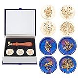 SWANGSA Conjunto De Carimbos De Lacre De Cera Vintage 4 Peças Folhas De Eucalipto Camomila árvore Da Vida Cabeças De Selagem Botânicas 1 Kit De Carimbo De Vedação Com Cabo De Madeira