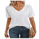 SweatyRocks Blusa Feminina De Cor Lisa Manga Raglã Gola V Lazer Branco M